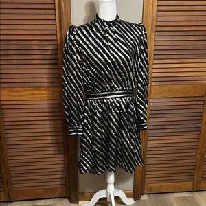 MICHAEL Michael Kors Black Silver A-Line Dress